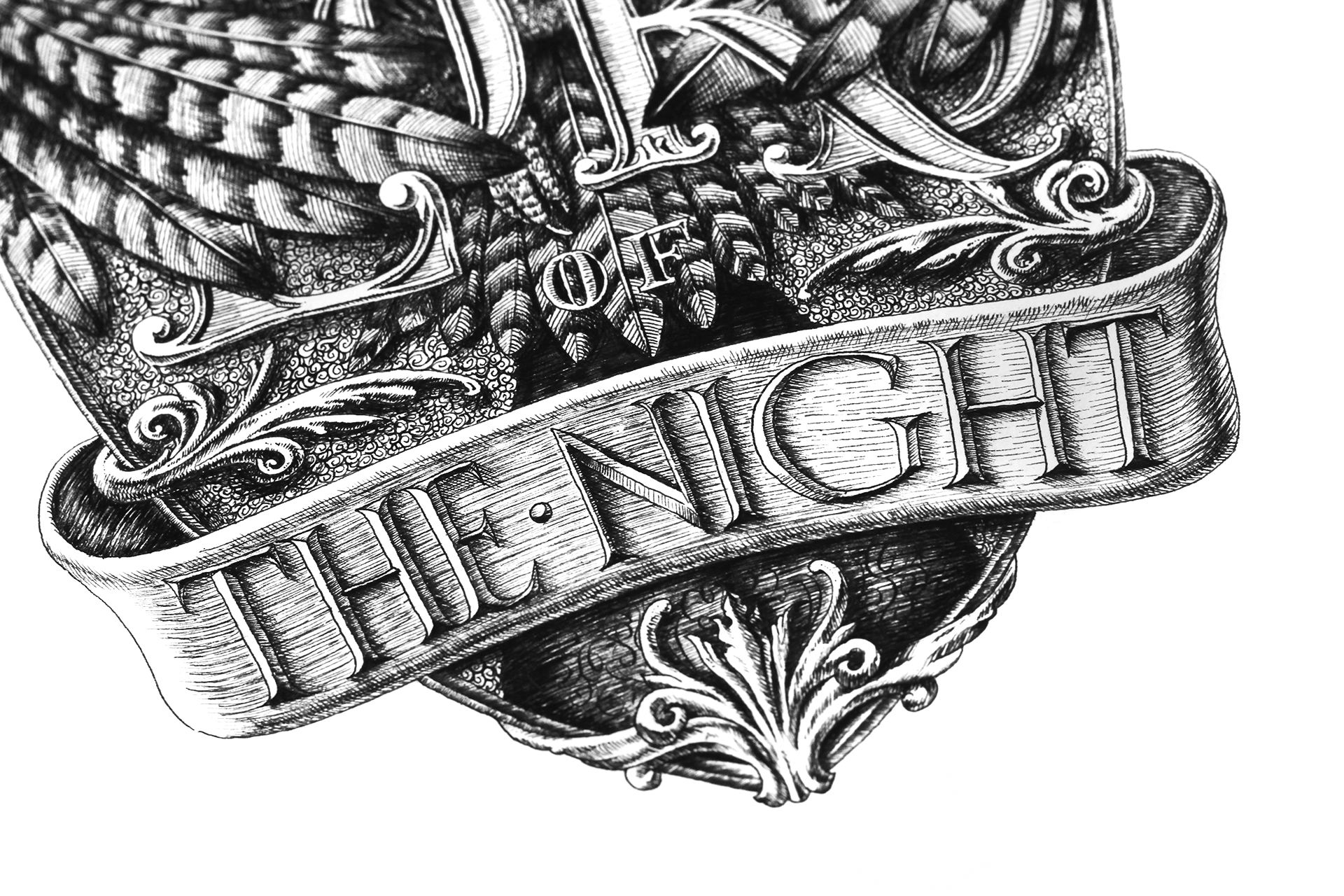 Tác phẩm “The lord of the night” bằng bút mực trên nền giấy Bockingford
