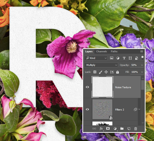 Hướng dẫn cách lồng chữ vào hoa cỏ trong Photoshop