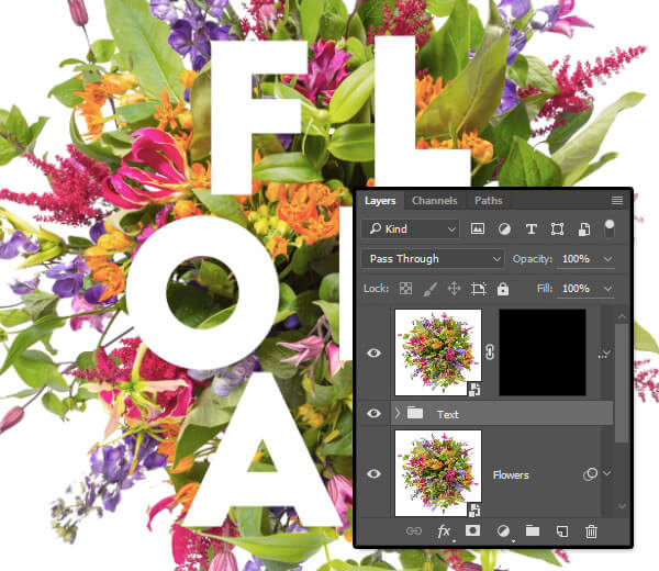 Hướng dẫn cách lồng chữ vào hoa cỏ trong Photoshop